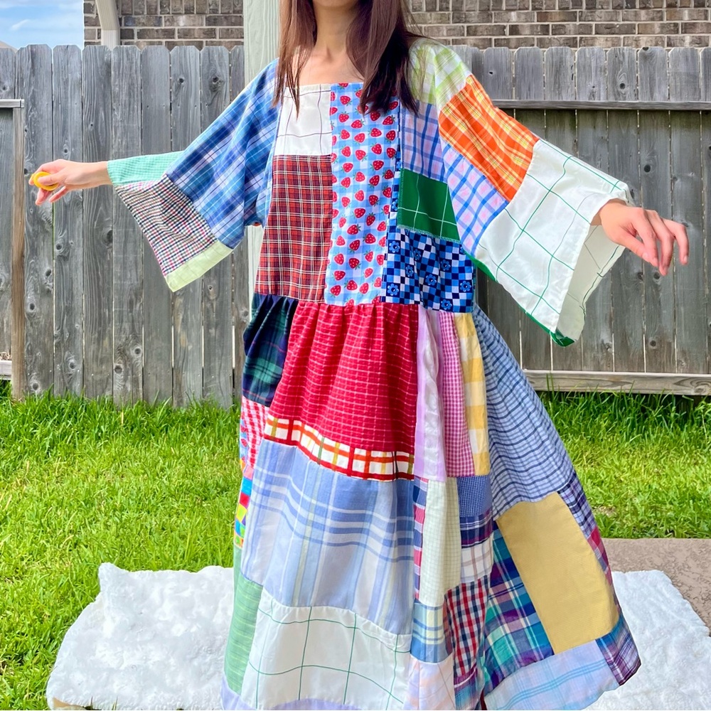 Handmade Quilted Patchwork Plaid Dress SKU 05276 - Picture 13 of 16